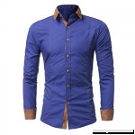 MISYAA Button Down Shirts for Men Solid Shirt Breathable Undershirt Long Sleeve Tuexdo Shirt Masculinous Gift Mens Tops Blue B07NCS1H62
